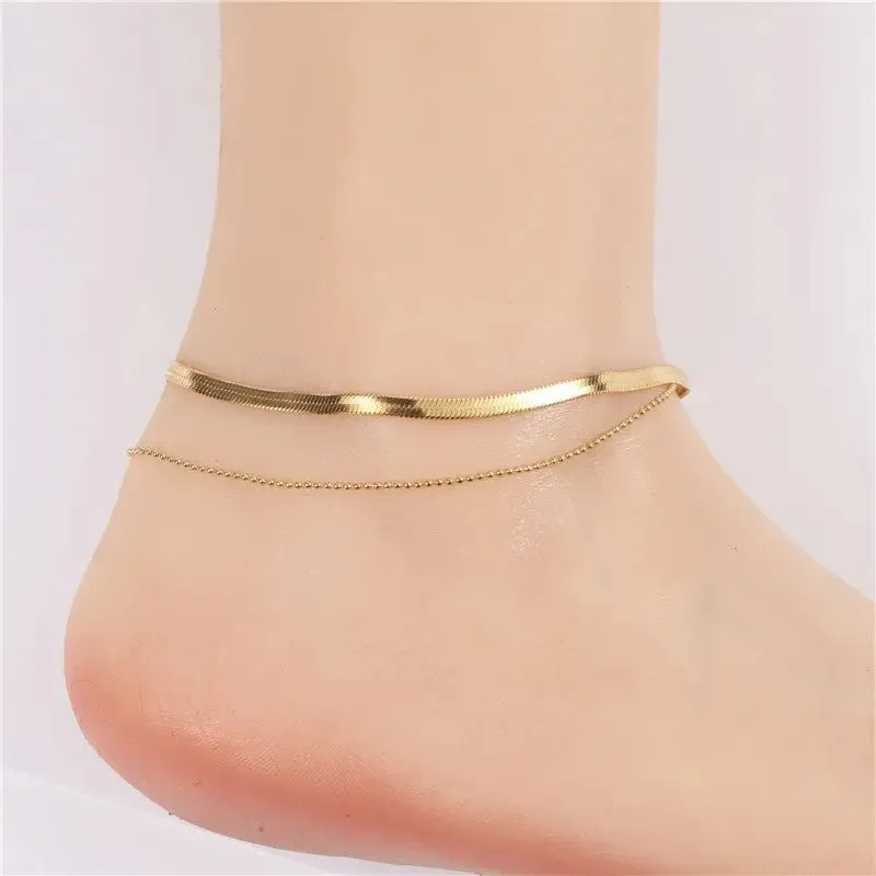 Snake Bone Anklet Bracelet: Geometric Titanium Steel Anklet - Hypoallergenic & Tarnish-Resistant