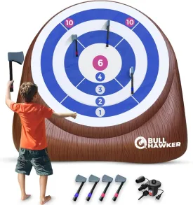 SWOOC Games - Bull Hawker | Giant Axe Darts (Over 6ft Tall) w/ 15  Games | Axe Throwing Game for Backyard w/Air Pump | Outdoor Games for Adults and Family | Carnival Games | Throwing Axe Yard Games