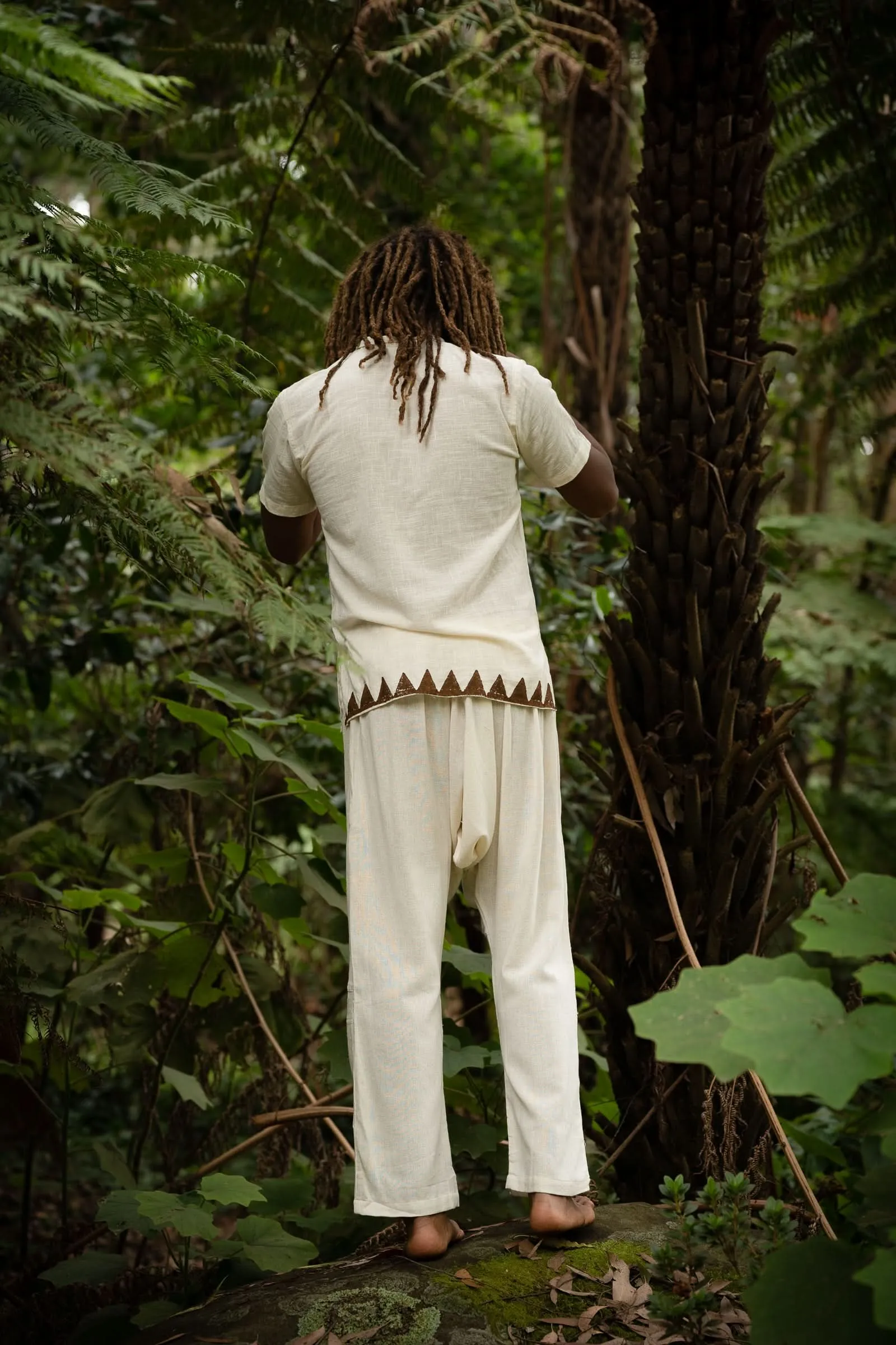 Tribal Block Print Button Shirt - Sand