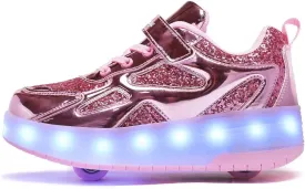 Ufatansy Roller Shoes Girls Boys Sneakers with Wheels Roller Skate Shoes USB Charging with LED Light Up Shinny Skates for Beginner Trainers Kids Lightweight Breatheable Shoe Footwear