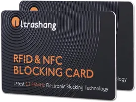 Ultrashang 2Pcs RFID Blocking Card, Fuss-free Protection for Entire Wallet Shield, Credit Card Protector NFC Bank Debit Blocker, Identity Theft Prevention for Passport Travel Security (Ver. 2.0)