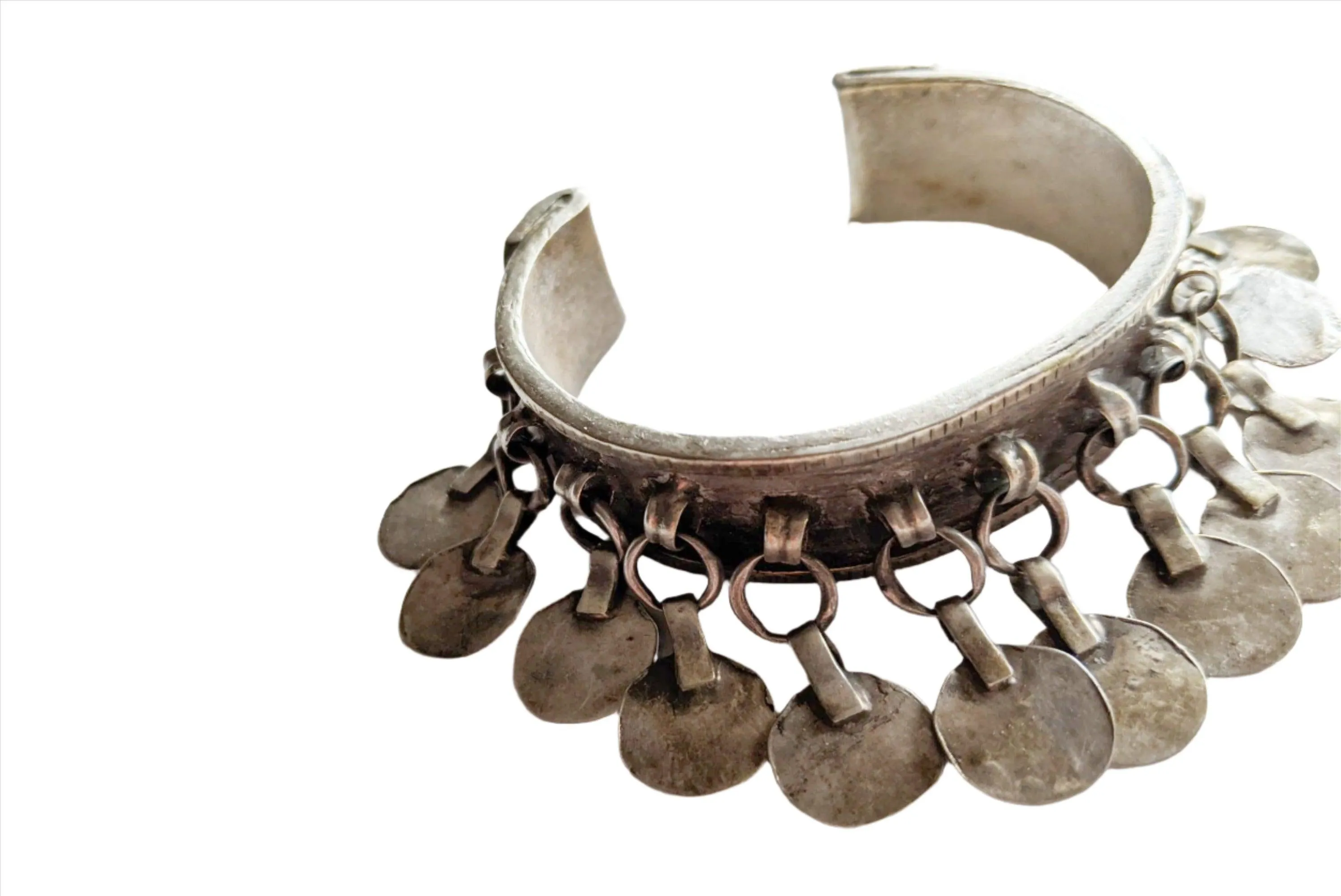 Vintage Silver Zar Egyptian Bracelet with Disc Dangles