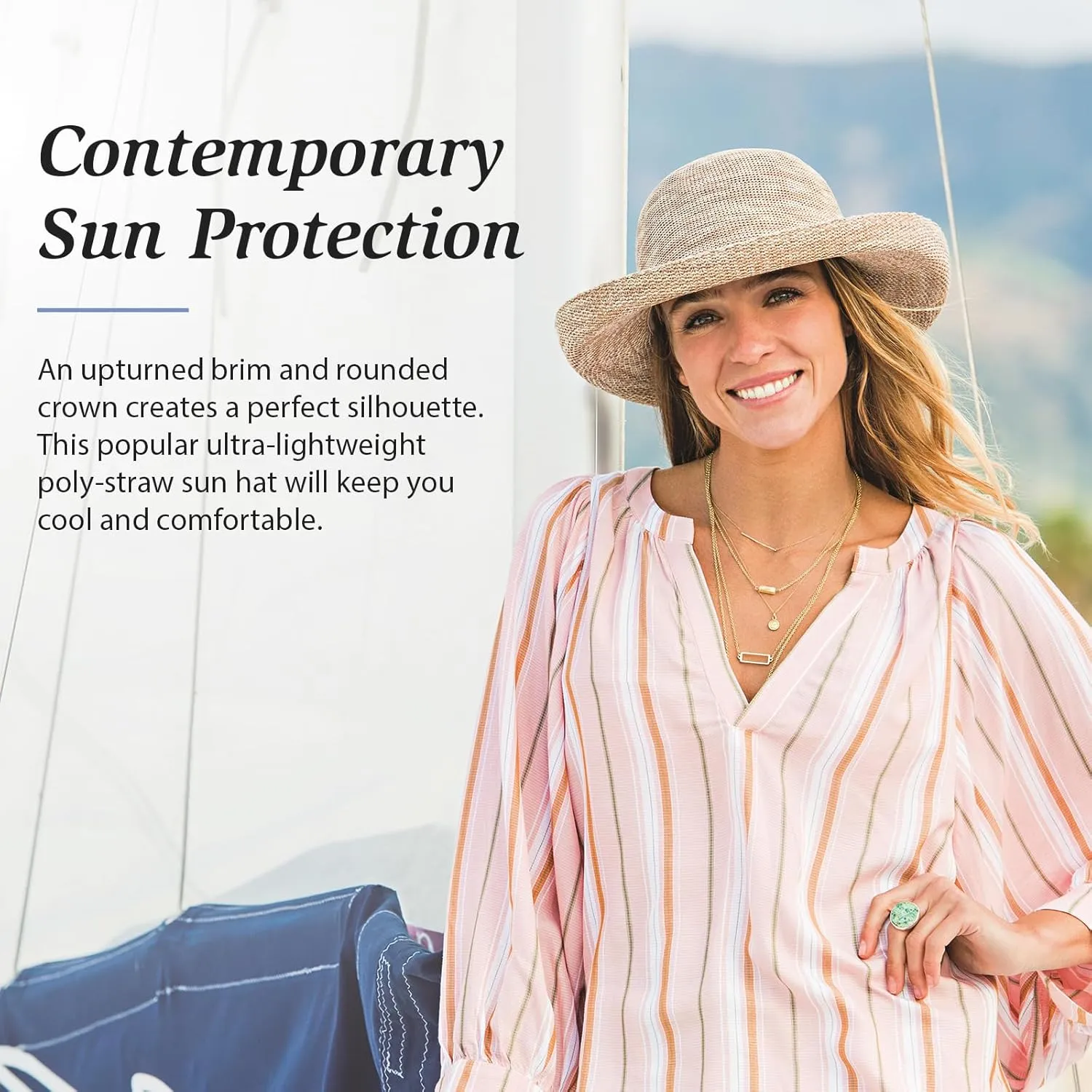 Wallaroo Hat Company Womens Victoria Sun Hat  Wide Brim, Packable, Adjustable, Breathable, Lightweight Summer Beach Hat