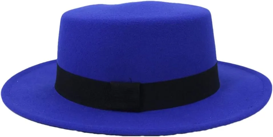 Women Men Wide Brim Fedora Hat for Festival Boater Flat Top Hats for Party Wedding