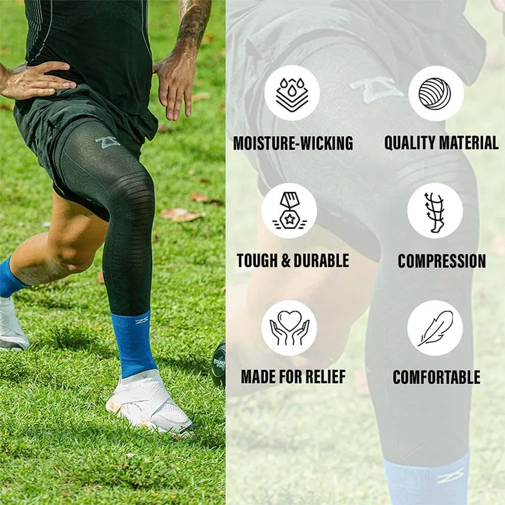 Zensah Full Leg Compression Sleeve - Long Length Support for Thigh, Knee, Calf for Men, Women, Running, Basketball, Football