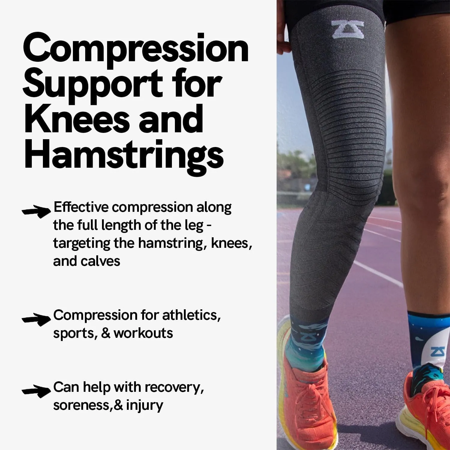 Zensah Full Leg Compression Sleeve - Long Length Support for Thigh, Knee, Calf for Men, Women, Running, Basketball, Football