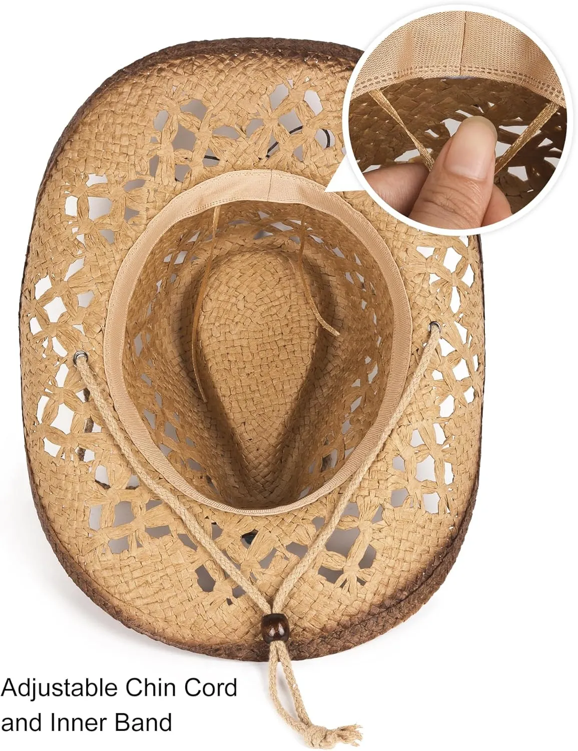 Zylioo XXL Straw Cowboy Hat,Large Size Western Cowgirl Hat,Wide Brim Woven Summer Sun Hats,Breathable Beach Travel Hats